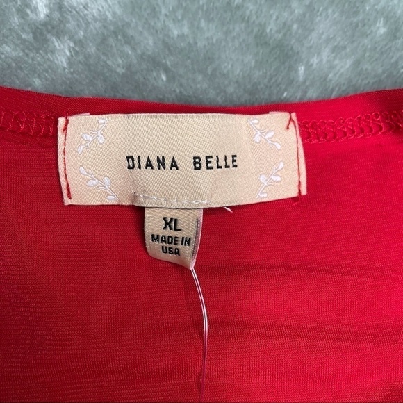 Diana Belle Red Short Sleeve Blouse with Beading Size XL NWT - Picture 7 of 7